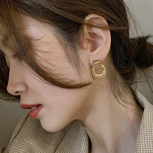 Multiple earrings Small circles for women, retro metal, golden color, Korean fashion, wedding party, jewelry gift 6 Main Sales Wedding Souvenir - №6