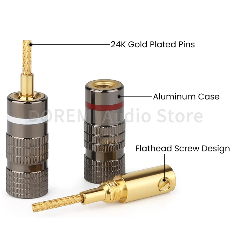 2MM Banana Speaker Connector 24K Copper Gold Plated HIFI Banana Jack Screw Type Audio Video Wire Plug Braided Plug Connectors — zdjęcie produktu 2