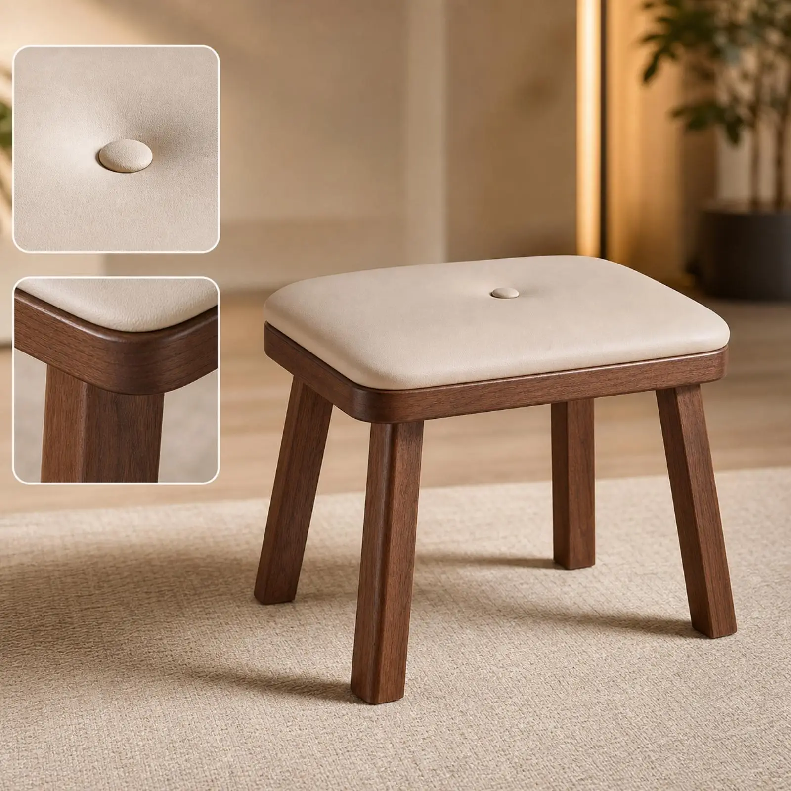 premium-rubber-wood-stool-with-comfortable-padded-seat-four-straight-legs-for-changing-shoes-guest-seating-and-decorative-home