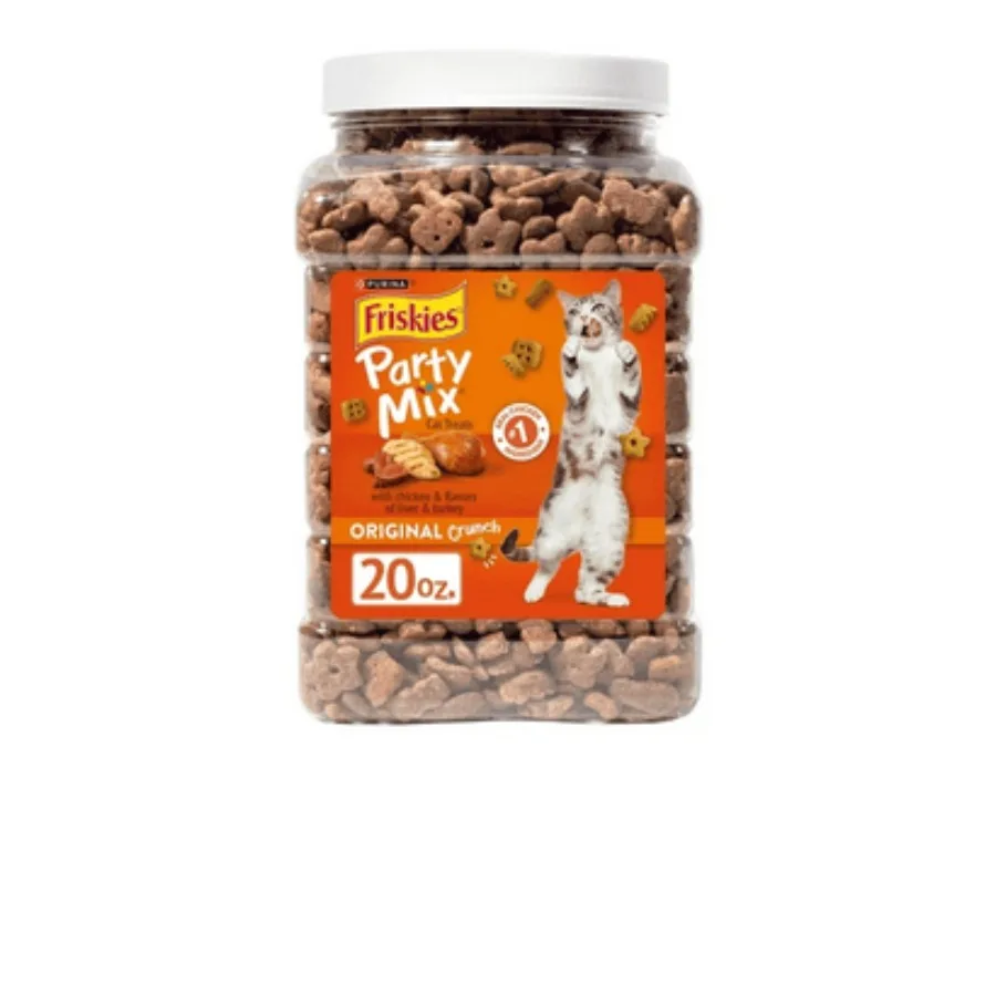 

Purina Friskies Party Mix Original Crunch Cat Treats Chicken Liver Turkey 20 oz Canister