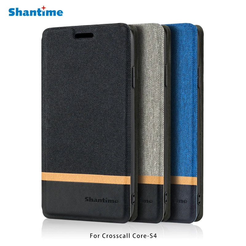 Canvas PU Leather Phone Bag Case For Crosscall Core-S4 Flip Case For Crosscall Core-S4 Business Case Soft Silicone Back Cover