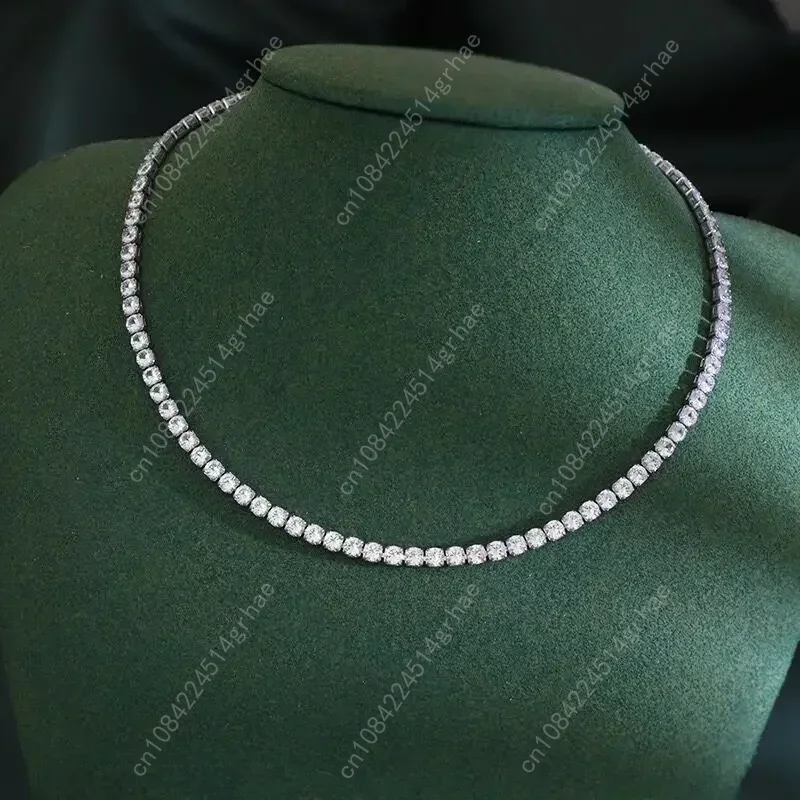 SAIYE 925 الاسترليني قلادة فضية الزركون سلسلة قلادة المرأة موضة بسيطة المشاركة الزفاف حلية مجوهرات 4 مللي متر 45 سنتيمتر