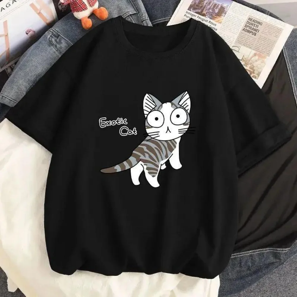 Fashion 3d Print Tees Summer Kawaii T-shirt Japanese Cartoon Cute Cat Short Sleeved Tshirt Pet Graphic Blouse Streetwear Clothes