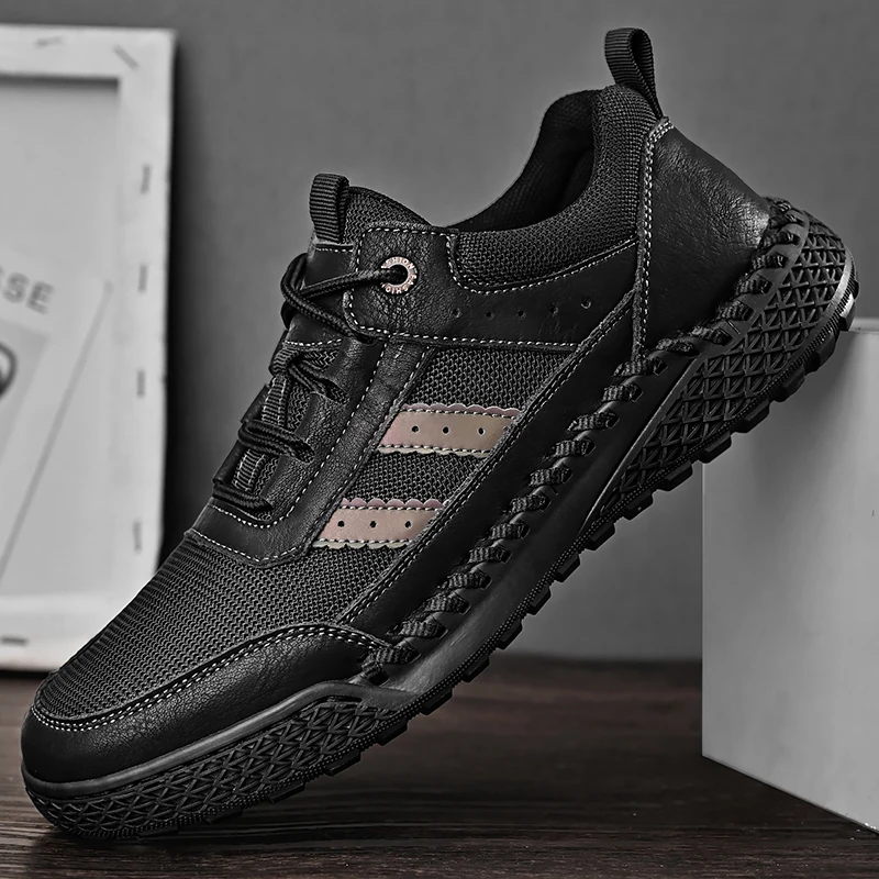 

Мужские повседневные кроссовки ручной работы с противоскользящей и износостойкой подошвой, толстой подошвой и амортизирующей поддержкой свода стопы, для активного отдыха на природе.