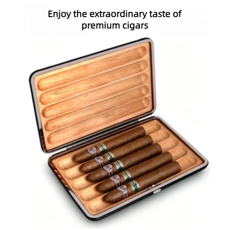 Cigar 3/4/5 Slots Genuine Leather Luxury Crocodile Pattern Cigar Case Portable Cedar Wood Lined Cigar Humidor Holder Travel