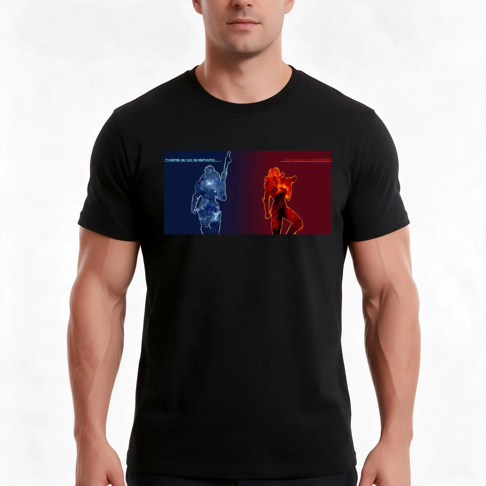 No Shepard without Vakarian T-Shirt, Summer Casual Cotton Tee, Oversized Streetwear Tops, Vintage Graphic Print, 100% Cotton