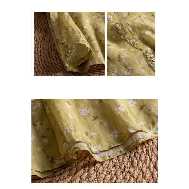 Modisches literarisches bedrucktes Hemd, lässig, Blumenmuster, 2025, Herbst, neue Retro-Strickjacke mit lockeren dünnen Knöpfen