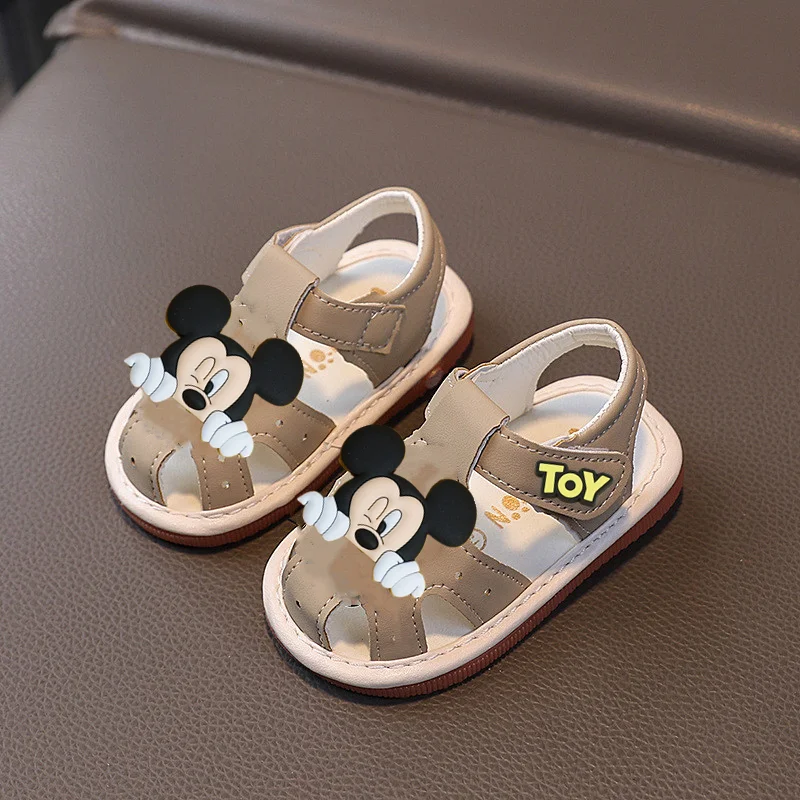 

Minnie mouse Girls Call Beach Shoes Will Ring slippers Disney Mickey Mouse Summer New Baby squeaky Toddler Shoes Boys Sandals
