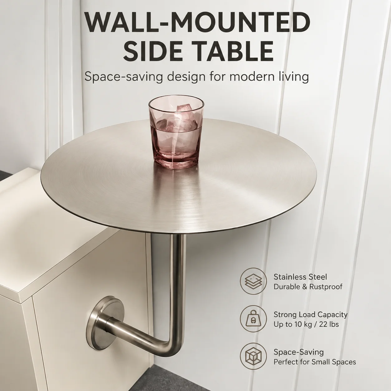 Modern Wall-Mounted Stainless Steel Bistro Table Minimalist Breakfast Nook Booth Seating for Home And Cafe