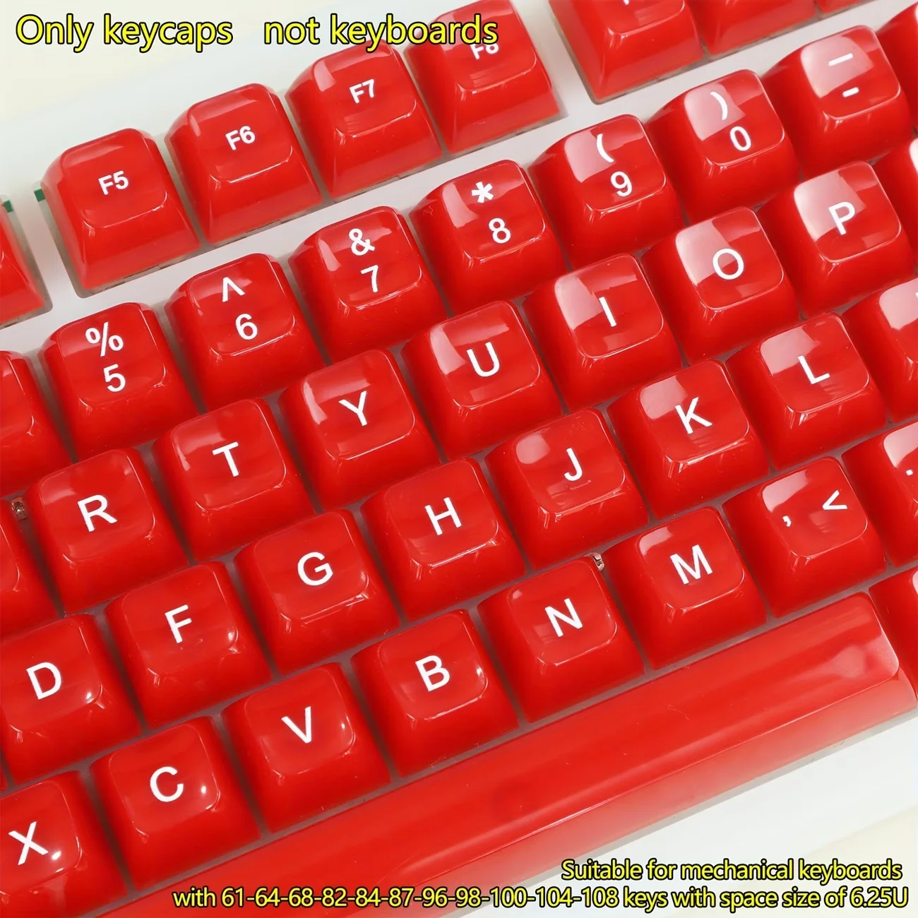 115-Key OEM Profile PC Keycaps  White Jade Themed Translucent Design Fits MX Switches 6.25U Space Bar for Gaming  Office