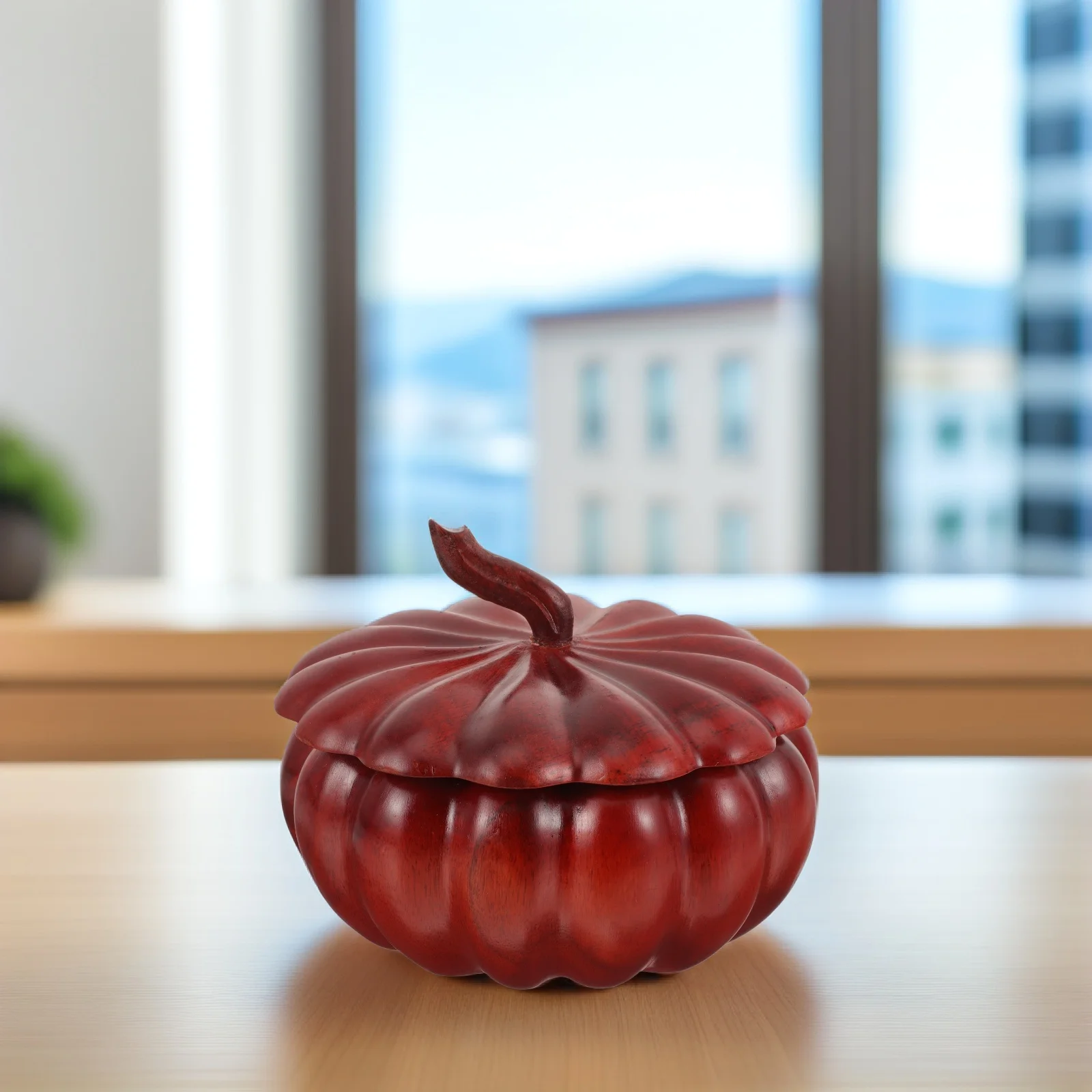 

Wood Pumpkin Shape Tea Jar Smooth Glazing Sugar Container Candy Canister Bean Storage Jar Decorative Jars with Lids