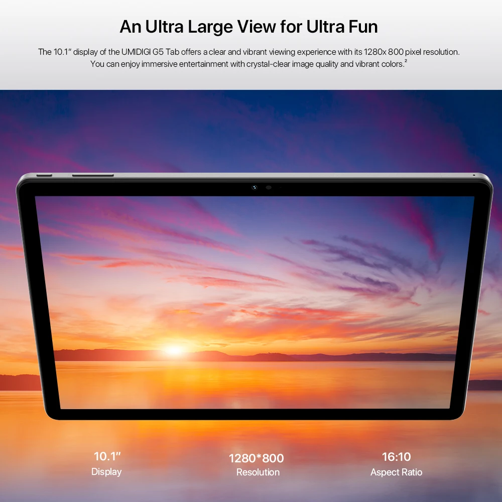 تابلت UMIDIGI G5 Tab الذكي أندرويد 13 Unisoc T606 8 جيجابايت (4 + 4 جيجابايت تمديد) ذاكرة الوصول العشوائي 128 جيجابايت ROM 10.1 بوصة HD 6000 مللي أمبير بطارية ميجا AI Face Unlock