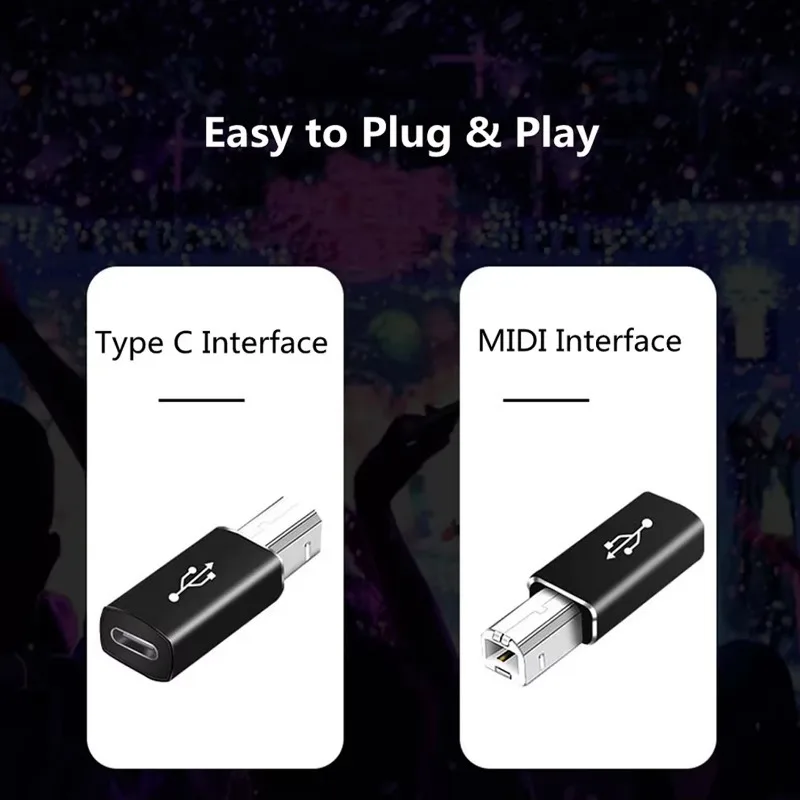 Female USB C To Male USB B Adapter Type C To MIDI Converter for Printers Eectric Pianos Synthesizers Microphones Laptop Adapters