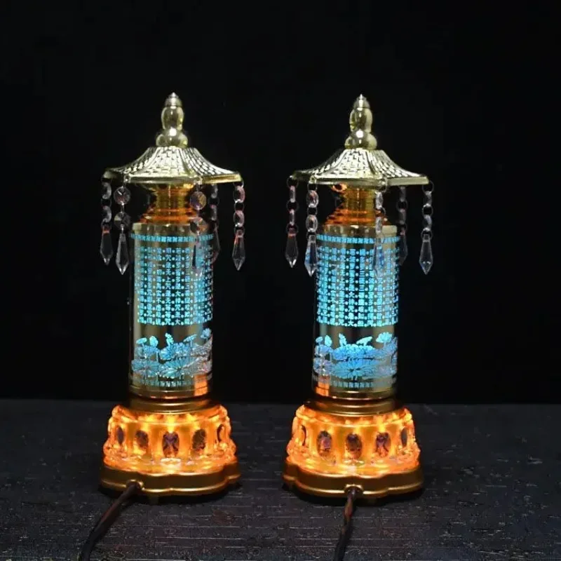 【35cm】Buddha Machine Lamp, Heart Sutra Turning Wheel, Colorful LED, Plug-in Safety