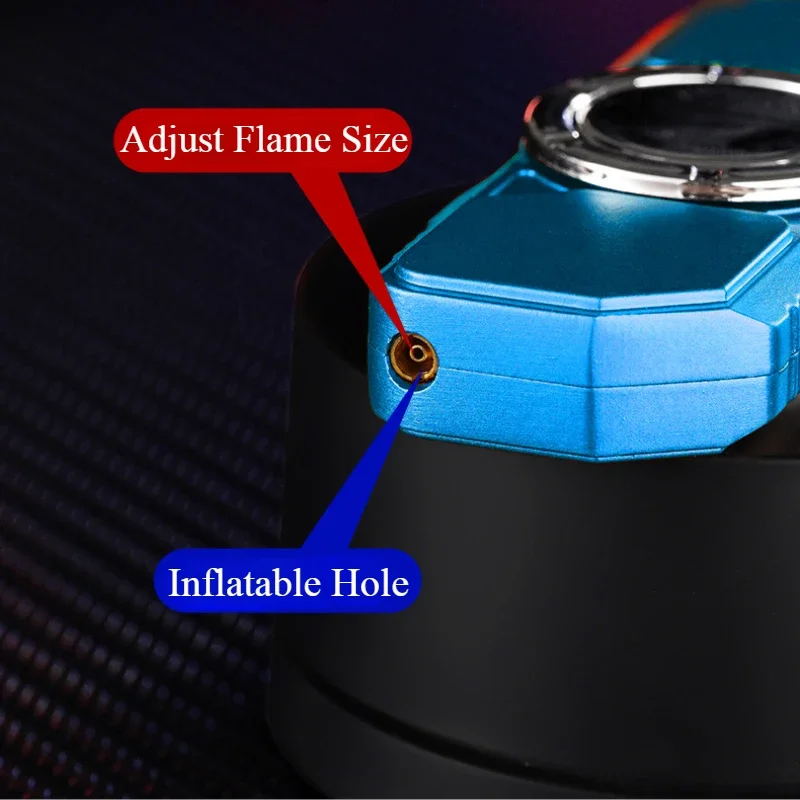 Pemantik Api Logam Mecha Striped Gyro Terbaru untuk Rokok, Putar Langsung, Anti Angin, Api Biru, Aksesoris Rokok