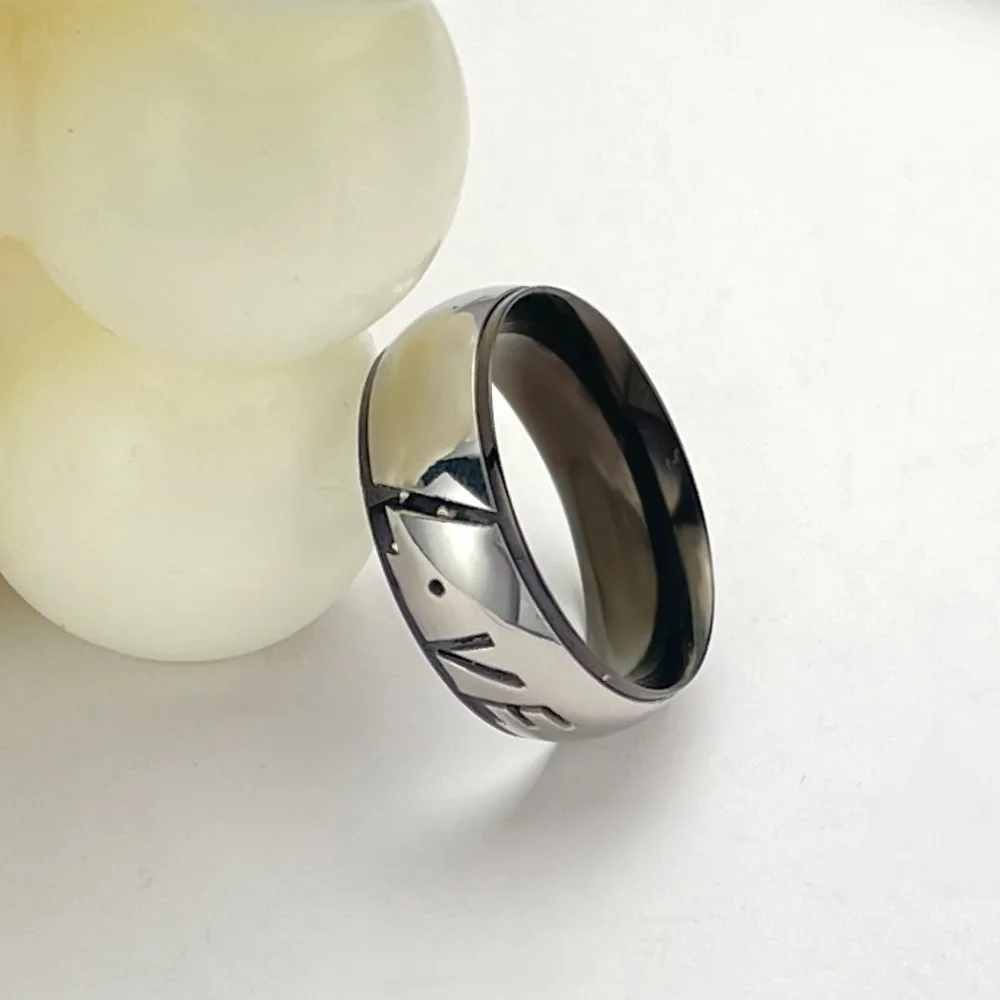 Stainless Steel Ring Non-Fading Unique Vintage Versatile Letter Ring Neutral Style Ring Suitable for Both Men And Women
