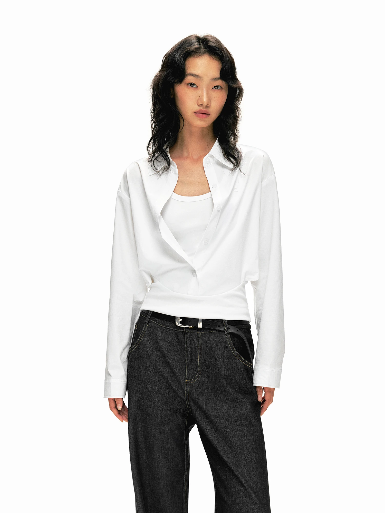 FDR Store UPF40 Sunscreen Cool Feeling Fake Two-Piece Long Sleeve Slim White Outer Shirt Women's Style Casual Fashion Sun Pro...
