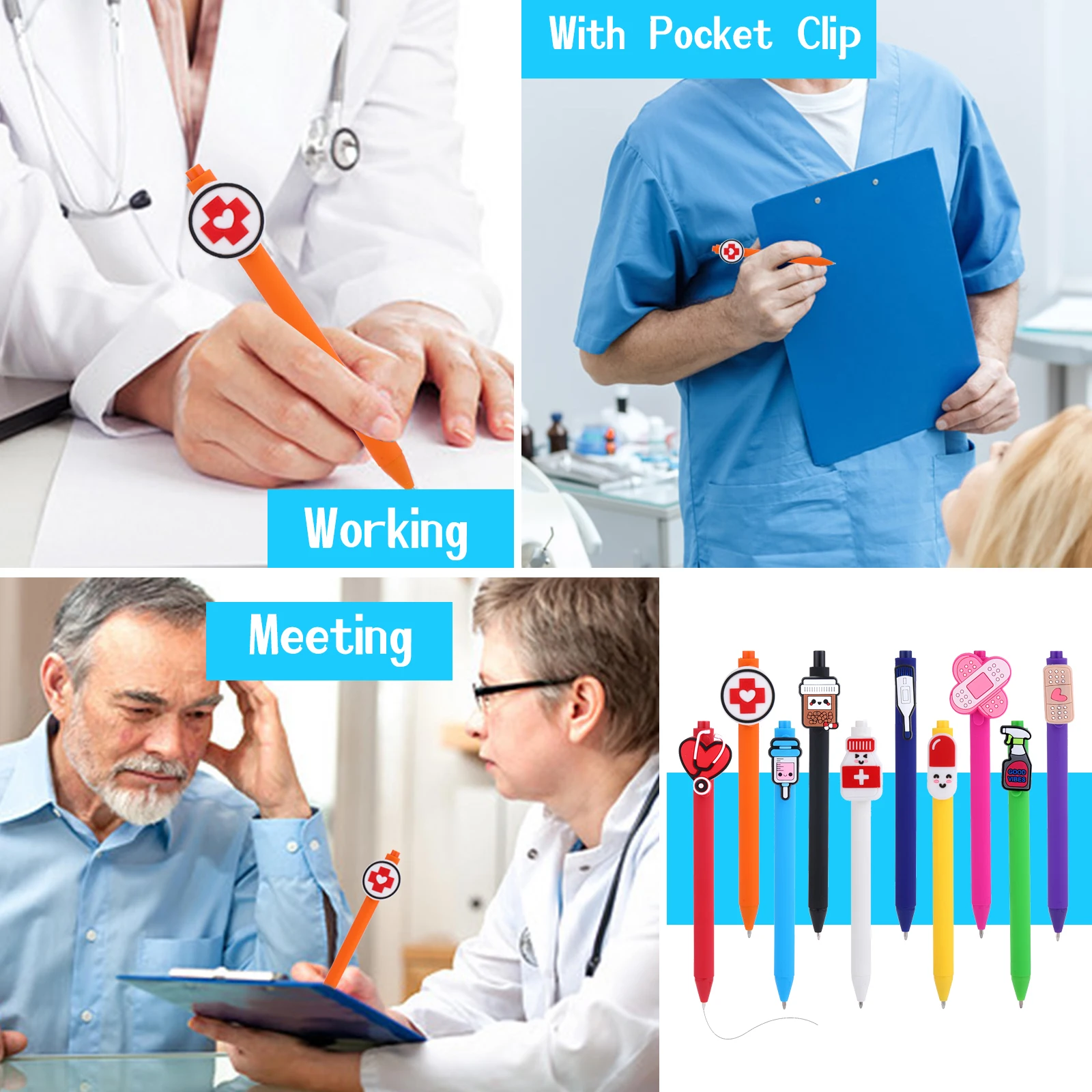 10 Pcs Nurse Pens | Funny Best Cute Nurses Pen Set Accessories for Work, Nursing , ICU; Must haves Gifts, Essentials, Nurses Wee