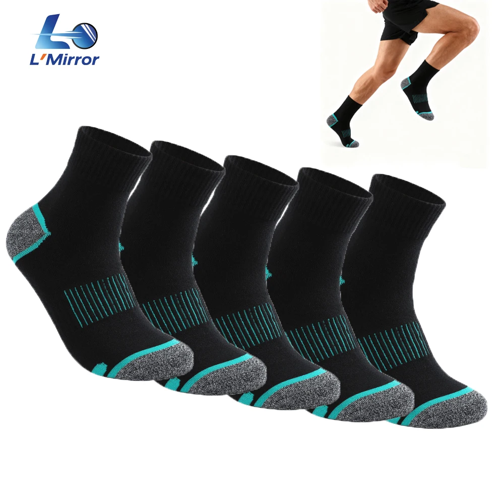 ل ● 5 أزواج من الجوارب الرجالية للخريف والشتاء - جوارب رياضية ماصة للرطوبة وخالية من الرائحة لكرة السلة والجري في الهواء الطلق