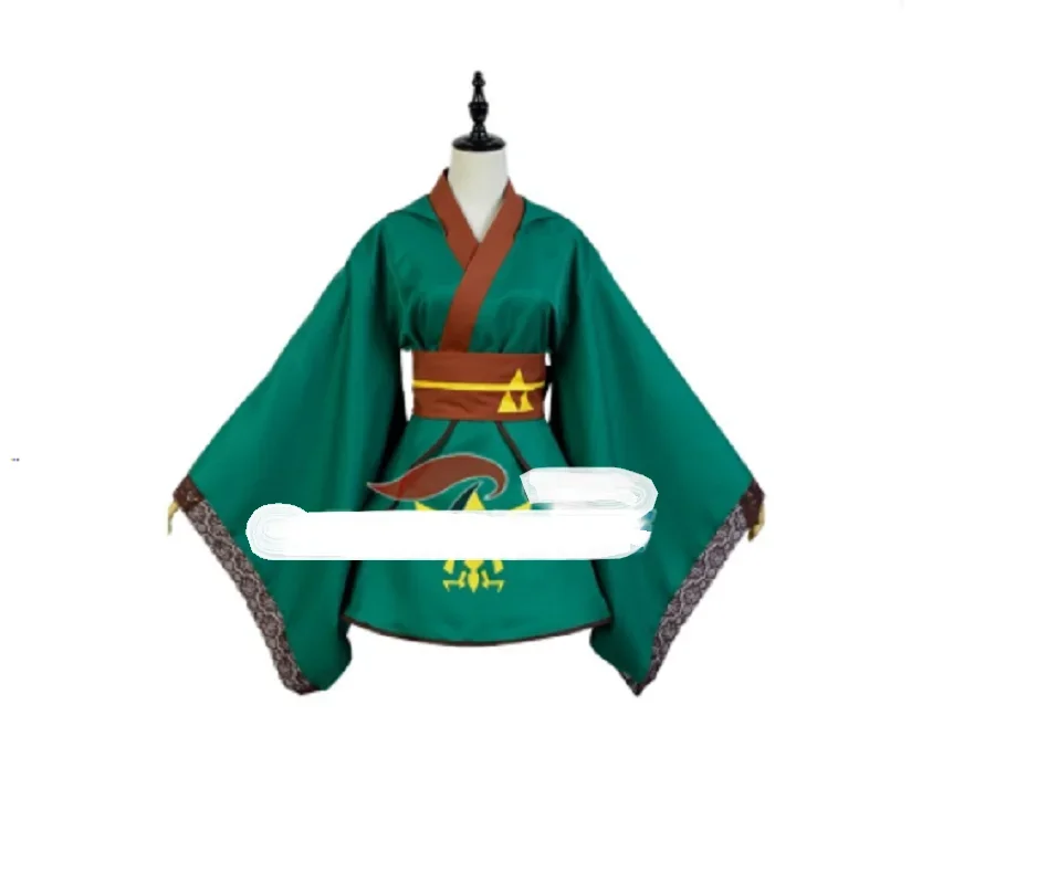 

Link Cosplay Costume Japanese Anime Hero Yukata Kimono Robe Green Edition Fantasy Carnival for Adults