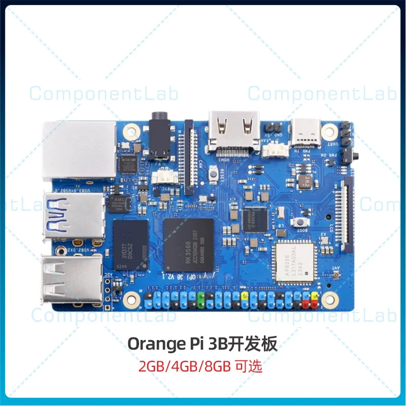 For Orange Pi 3B Single Board Computer RK3566 Quad Core Dev Board Support Expandable eMMC Storage Module