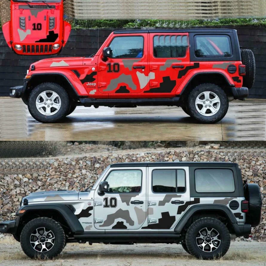 Graphics Camouflage Stripe Car Sticker For Jeep Wrangler JK L TJ Trail Hawk Rubicon Tuning Accessories Graphics Vinyl Decal