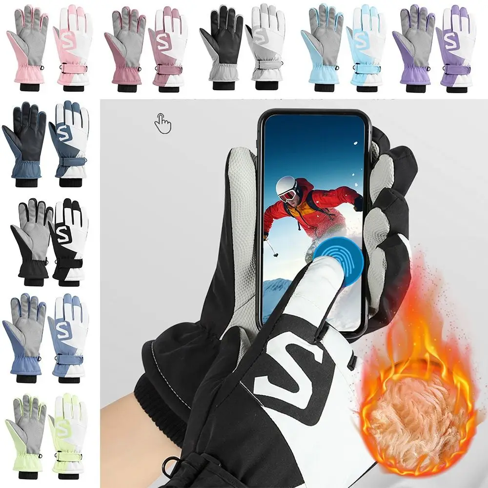 Fashion Waterproof Winter Gloves Thickened Anti-slip Skiing Gloves Keep Warm Cold-proof Cycling Gloves Outdoor Sports