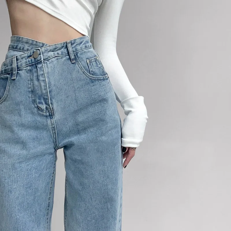 Woman Jeans Wide Leg Cotton Denim Clothing 2023 New Trand Streetwear Vintage High Waist Trousers Fashion Straight Pants