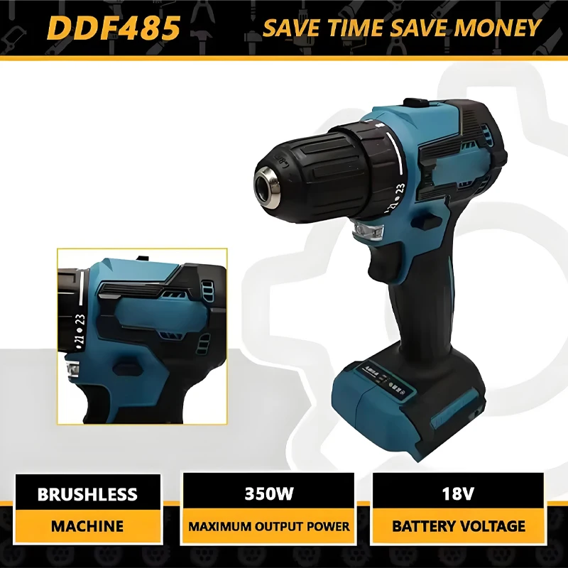 

Makita DDF485 10MM Brushless Cordless Electric Impact Driver Rechargeable Drill Power Tool for 18V Battery Screwdriver