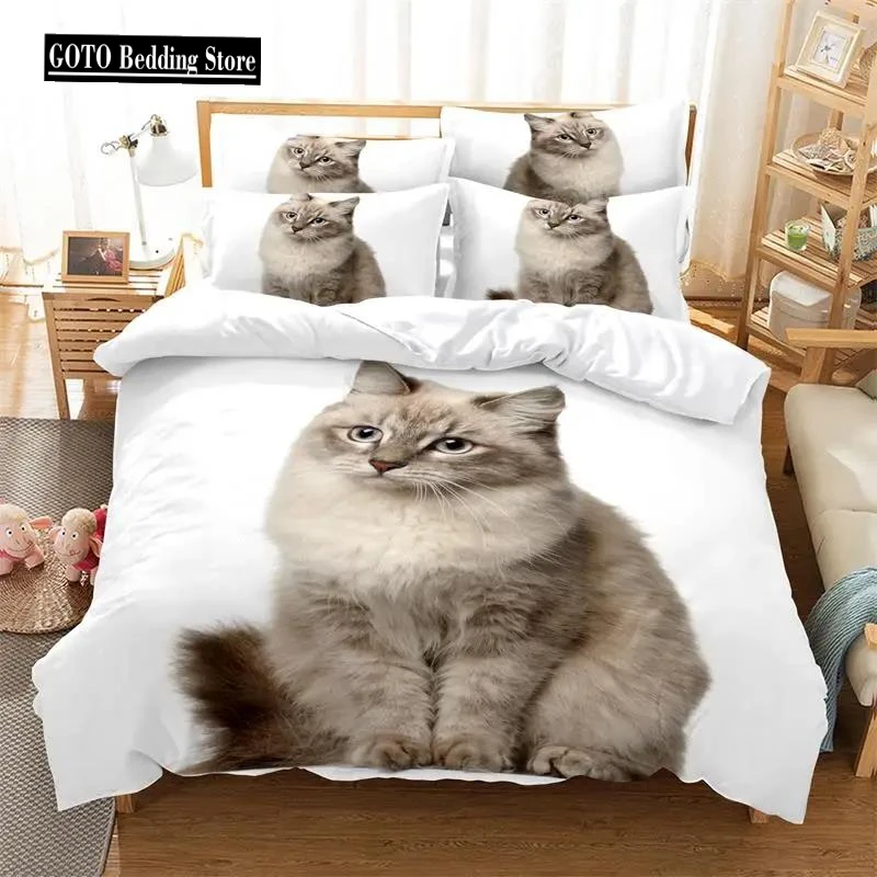 High Quality White Bedding Set Queen Size Cartoon Bed Set 2pcs 3pcs Super Warm Winter Teen Girl Bedding Set Pet Cat, Cartoon Dog