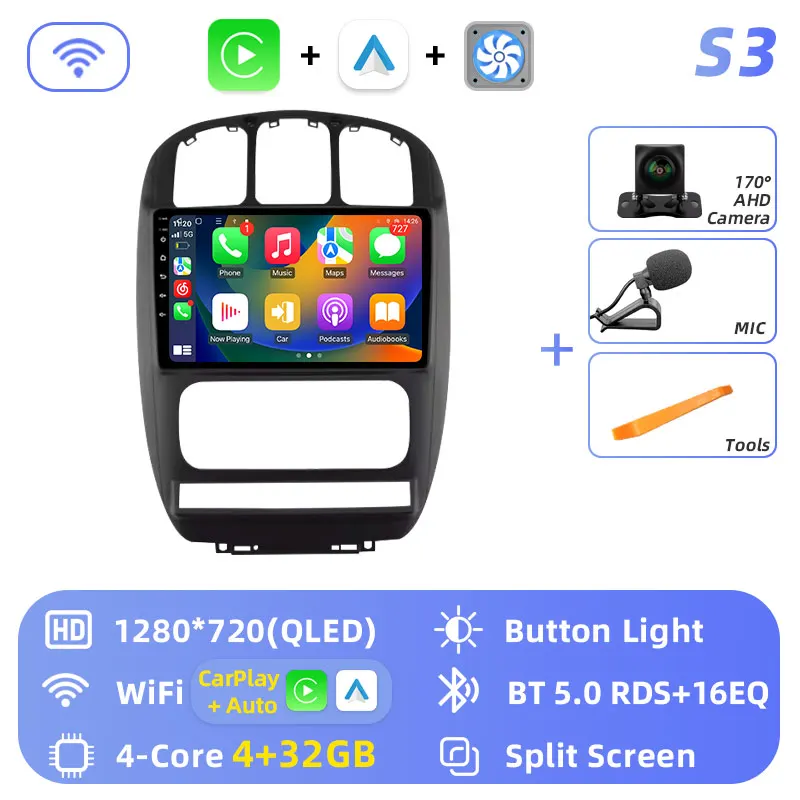 Android 16 wifi + 4G Carplay Autoradio Voor Dodge Caravan 4 Voor Chrysler Grand Voyager RS 2000-2012 navigatie GPS Stereo Multimedia