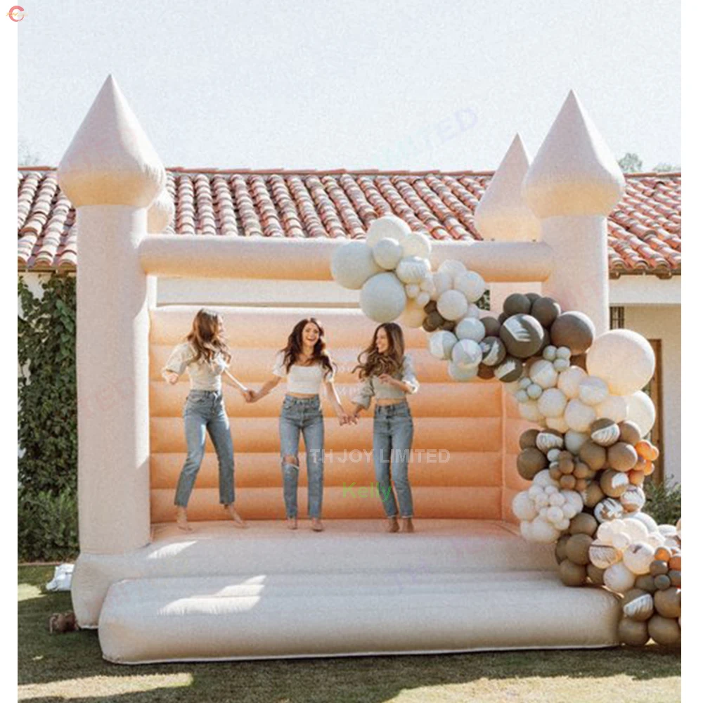 13x13ft-4x4m moonwalk comercial bouncer inflável saltando castelo bouncy jumper pvc branco casamento casa do salto