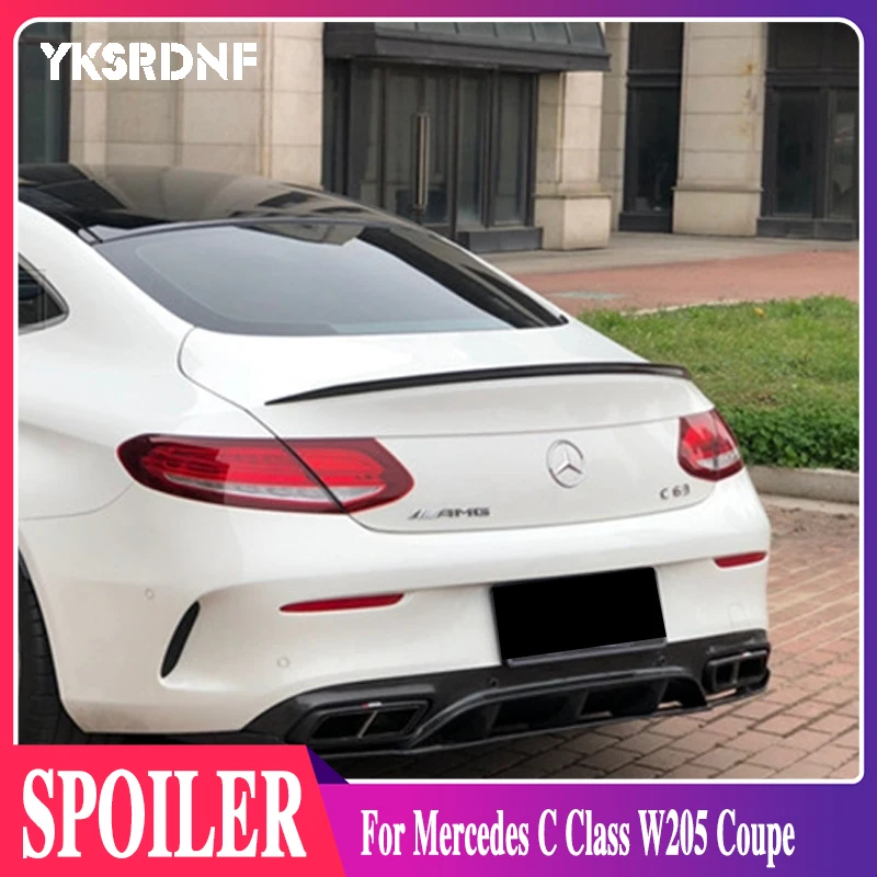 

Спойлер из углеродного волокна для Mercedes C Class W205 Coupe спойлер заднего багажника, крыла C200 C250 C300 C180 C350 2 двери автомобиля 2014 2015 и выше