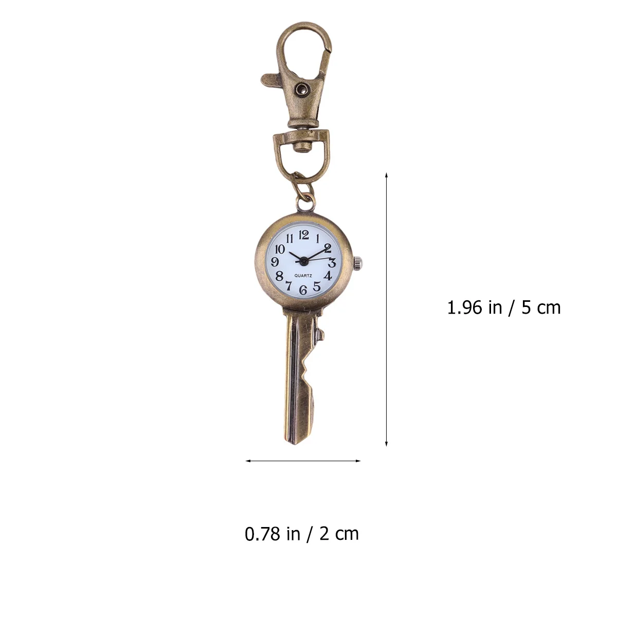 Retro Hanging Watch Premium Metal Key Shape Design Large Number Easy Read Time Creative Portable Gift for Friends Family