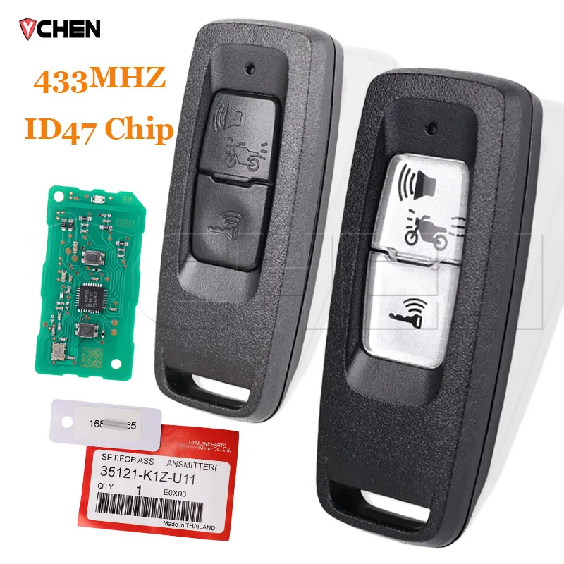 

Motorcycle Key fit Honda PCX160 FORZA White Black Buttons Remote ID47 Chip 433Mhz Moto Smart Fob 35111/35121-K1Z-U11 Tag Battery
