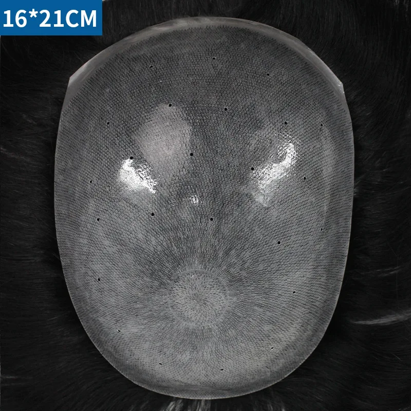 شعر مستعار للرجال باللون الأسود الطبيعي 100% نظام استبدال قاعدة من البولي يوريثان لشعر التاج مع خط شعر حيوي لصور السيلفي #6