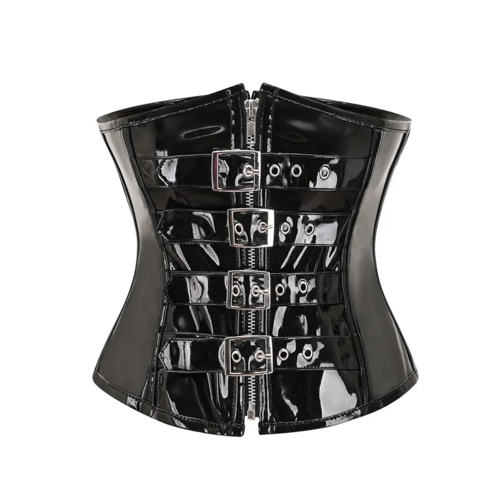 

Shaper Zipper Bustiers Women Body Sexy Steampunk Slimming Clubwear Trainer Underbust Corset Leather Waist PU PVC Lingerie