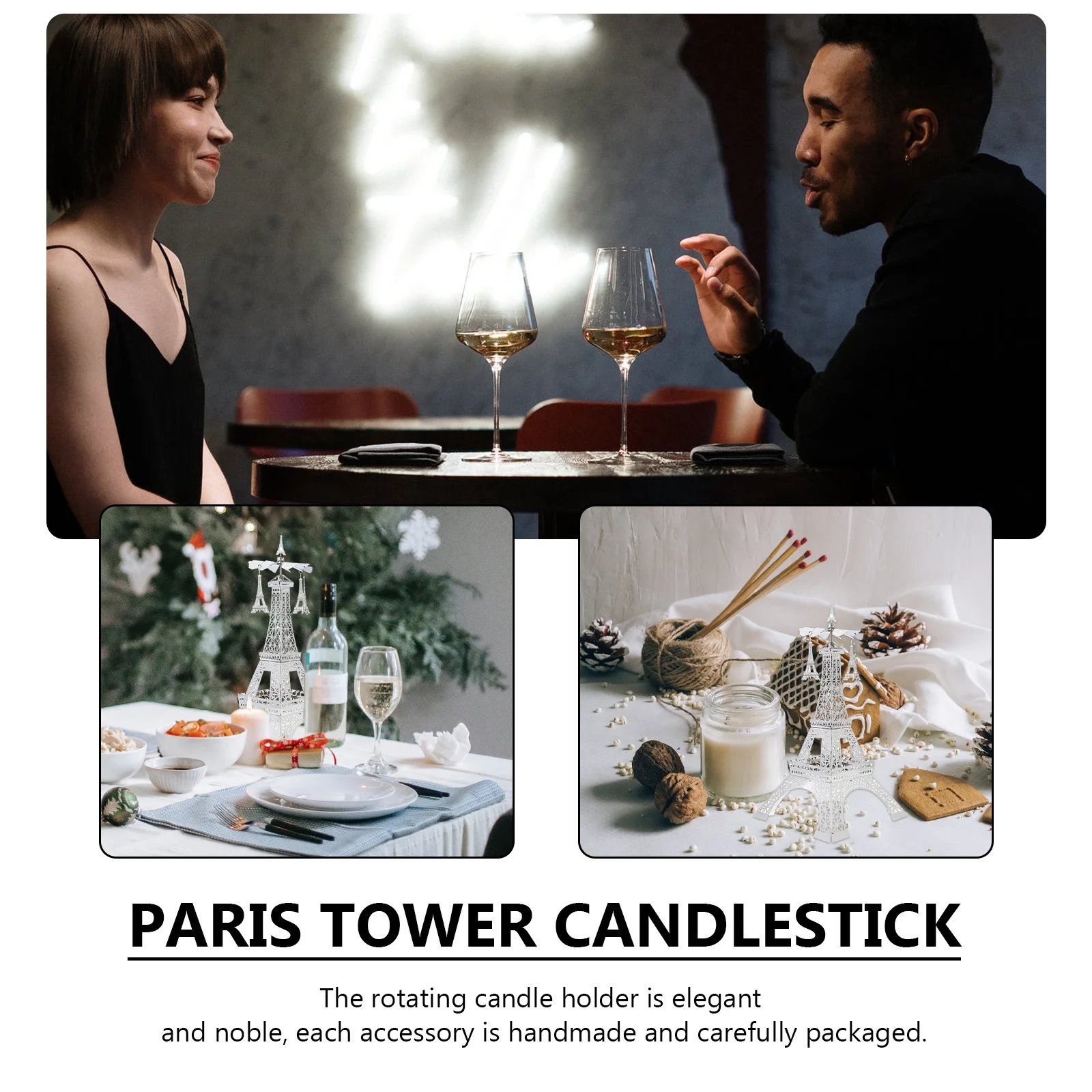 

1pc Metal Rotating Holder Eiffel Tower Design For Wedding Christmas Party Table Decor Stand Romantic Dinner Decoration