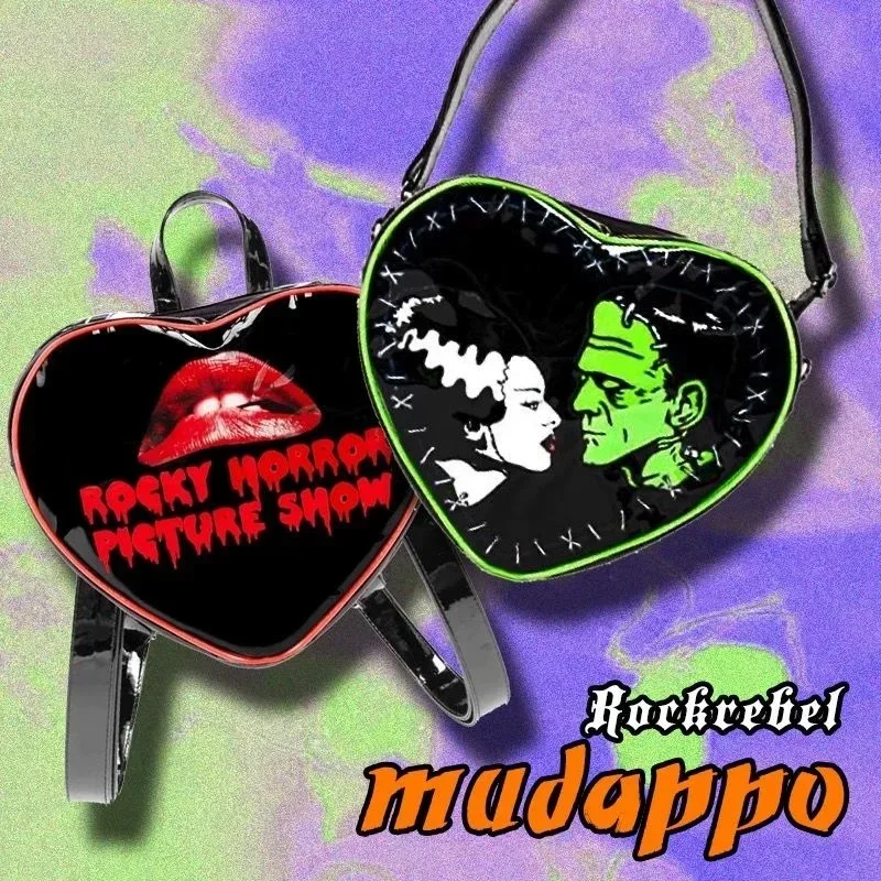 Gothic Backpack Female Gothic Bag Y2K Goth Rock Rebels Backpack Punk Mini Women Heart Backpack Skull Bag Coffin Gift