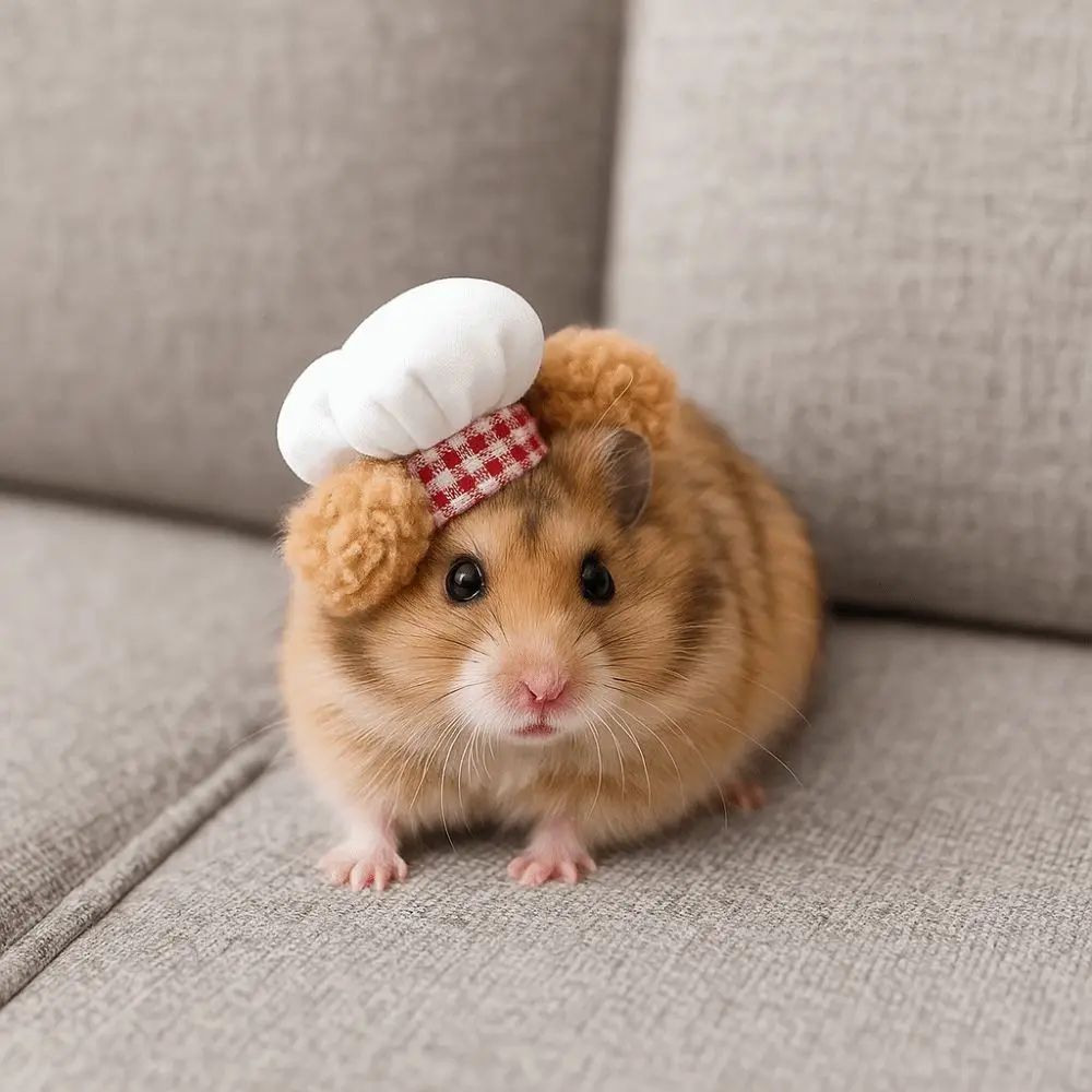 

Cute Adjustable Hamster Chef Hat Breathable Decorative Hamster Cosplay Hat Comfortable Pet Costume Hat Pet Show