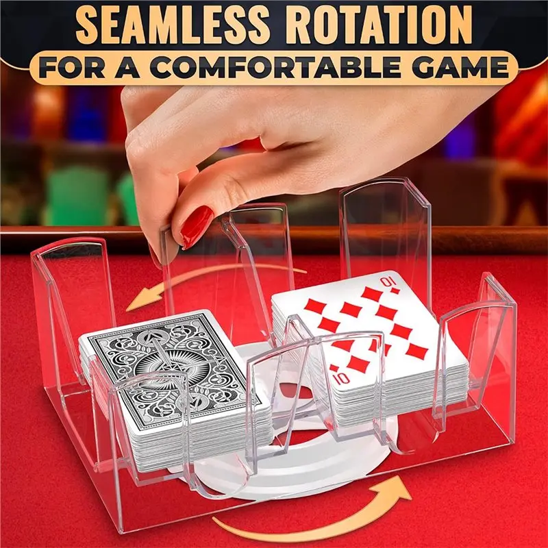 A64T-6 Deck Card Holders For Playing Cards, Revolving 360, 7.2 X 4.9 In Canasta Card Tray, Samba Game Supplies For Adults view 6