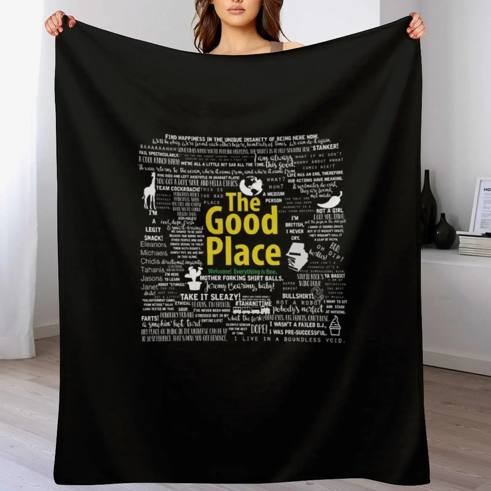 The Good Place Memorable Quotes Throw Blanket Soft Plaid on the sofa Thermals For Travel Blankets