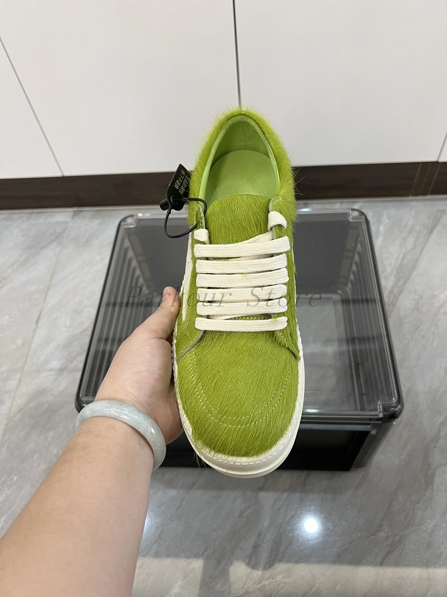 Retro Grass Green Long Horsehair Suede Retro Casual Shoes Beige Sports Quality Fashionable Design for Men And Women