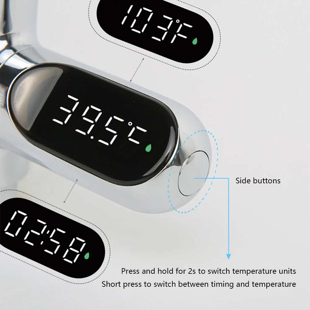 LED Display Water Shower Thermometer Self-Generating Electricity Water Temperature Monitoring Baby Care Smart Temperature Meter