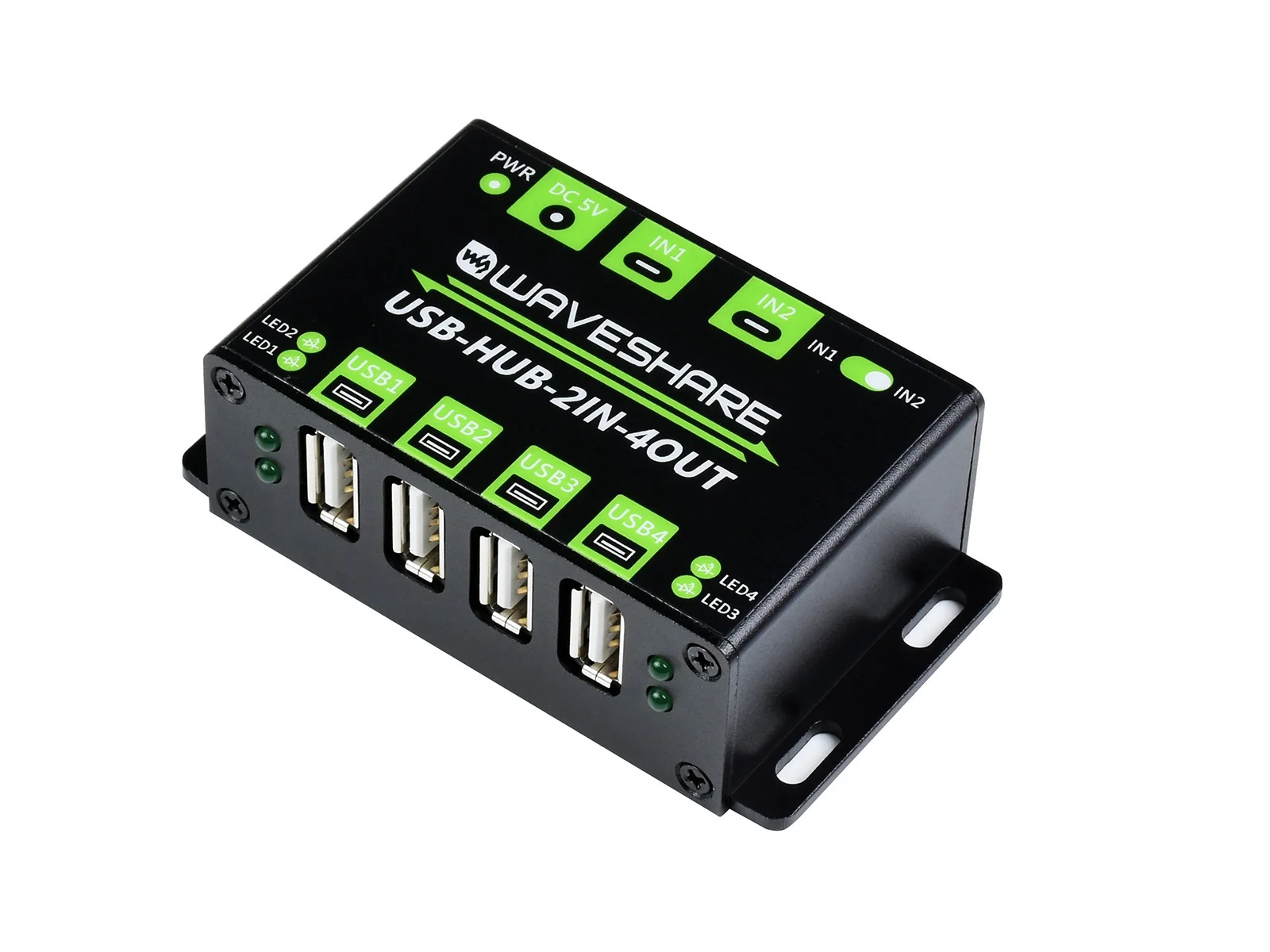 

USB-HUB-2IN-4OUT,Industrial Grade USB HUB, Extending 4x USB 2.0 Ports, Switchable Dual Hosts