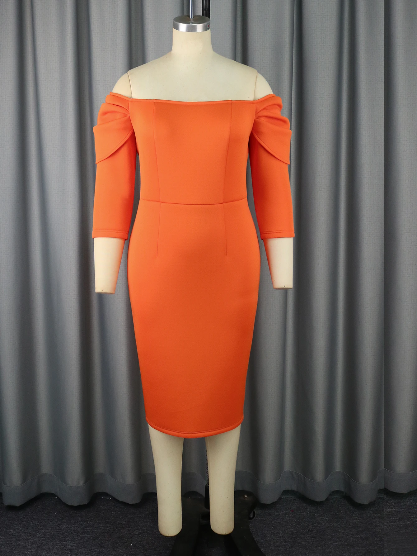 Women Dress Bodycon Party Sexy Off Shoulder Three Quarter Sleeves Birthday Gowns Female Occasion Wedding Guest Spring Plus Size