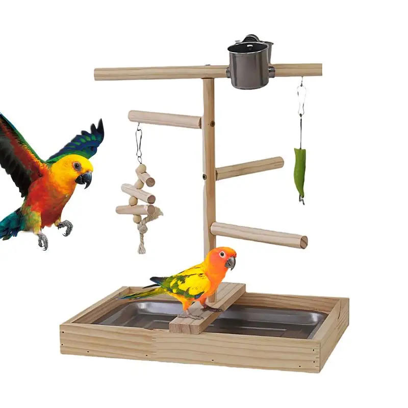 

Parrot Perch Gym Bird Chew Toys With Tray And Cups Bird Play Gym Playpen Exercise Play Gym For Cockatiels Budgies Parakeets