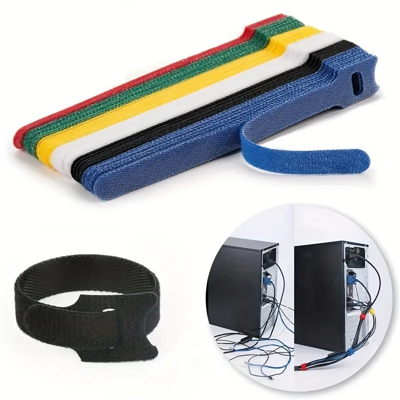 

50-Pieces Reusable Nylon Hook And Loop Straps - Durable, Soft Self-Adhesive Tape Organizer For Everyday Office Use