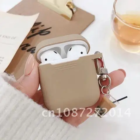 

Cute 3D Milk Tea Ice Cream Keychain Silicone Headphone Earphone Case for iPhone Airpods 1 2 Accessories Bag 1PC