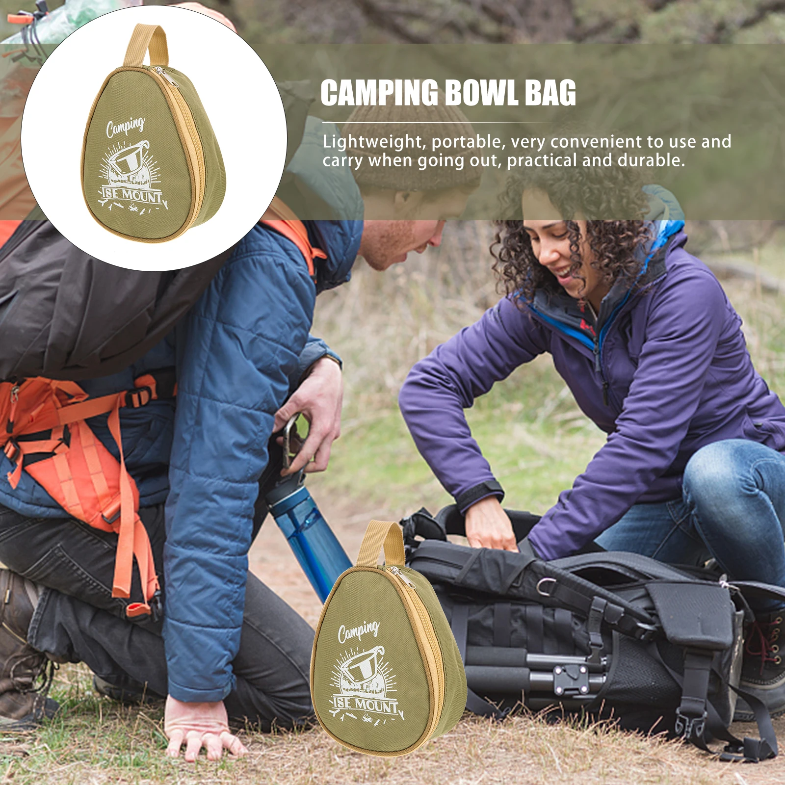 

1pcs Camping Cutlery Bag Large Capacity Waterproof Oxford Cloth Bowl Bag Outdoor Storage Tableware Organizer Green